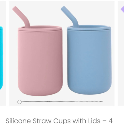 WeeSprout | Silicone Straw Cups with Lids | Set of 2 | 4 oz or 8 oz
