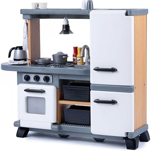 Step2 Harmony Kids Kitchen Playset, Indoor Kitchenette, Interactive Play with Lights and Sounds, Made of Durable Plastic, Includes 25 Piece Toy Accessories, for Toddlers 2+ Years Old