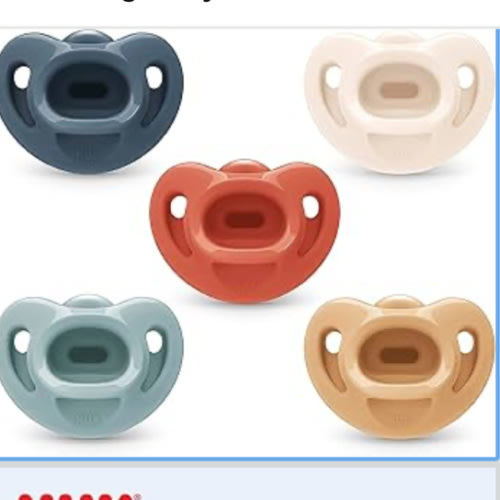 NUK Timeless Comfy Pacifier | 100% Silicone, One-Piece Design | BPA-Free, Gentle on Baby’s Skin | 5-Pack, for 0-6M