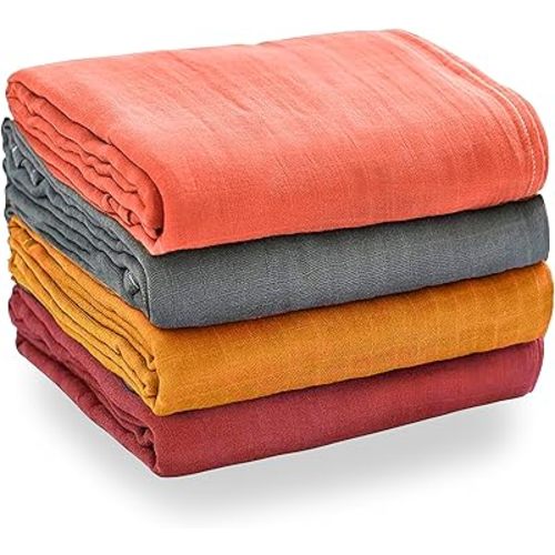 Pack of 4 Swaddle Blankets - Organic Cotton Muslin Baby Blanket for Swaddles 3-6 Months & 0-3 Months | Soft Swaddle for Newborns Babies, 47x47 cm Receiving Blankets,