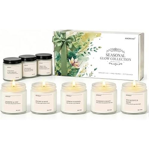 Scented Candles Set, 8 Pack Soy Wax Candles Gifts for Women, Long Lasting Burn Floral Fresh Aromatherapy Scents for Home, Birthday, Holiday, Mothers Day