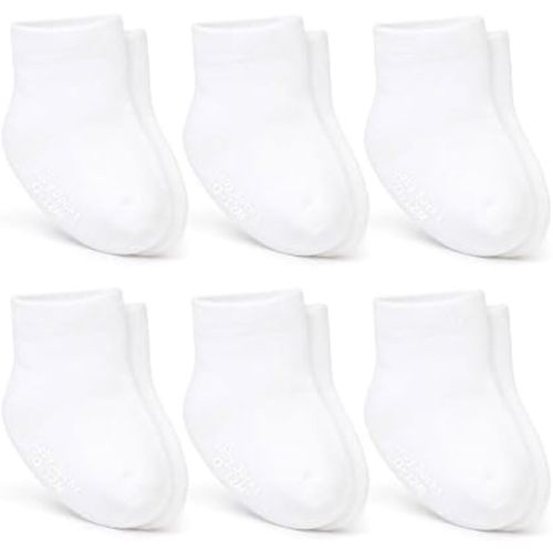 Baby Boy Girl Socks White Infant Newborn Baby Socks 0-12 Months 6 Pairs