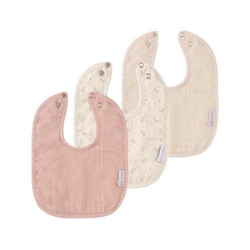 Ely's and Co 3 Pack Muslin/Terry Bibs Pink Floral/Solid