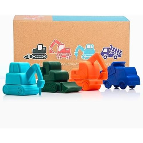 Construct Crew by Toy Appetit: Non-Toxic, Mold-Free Silicone Bath Toys for Babies 6-12 Months