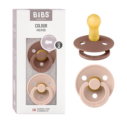 Bibs Colour Pacifier 2-Pack | BPA Free Soother, Round Nipple. Natural Rubber Latex,