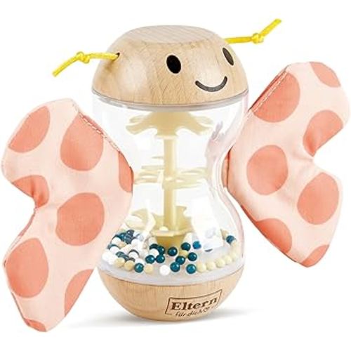 Hape Wooden Rainstick Rattle - Rosalie Wooden Rain Stick Colorful Butterfly Shape with Removable Wings - Wooden Early Learning Toy - Sensory Toys for Early Ages