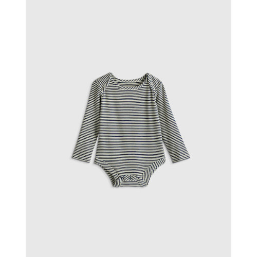 Softest Rib Long Sleeve Bodysuit in Grey Stripe
