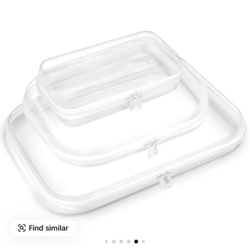 6 Pack Clear Hard Shell Zippered Cases, Dustproof PVC Laces Closure Storage Bins, Waterproof Cosmetic & Toiletry Storage Bags, Travel Makeup Brush Case, Storage Organizer Set for Bead & Small Objects, Multi-Functional Portable Travel Organizer - TikTok Sh