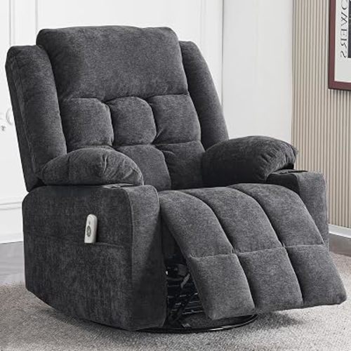 Ketaiyou Power Swivel Rocker Recliner Chair for Adults (Dark Grey)