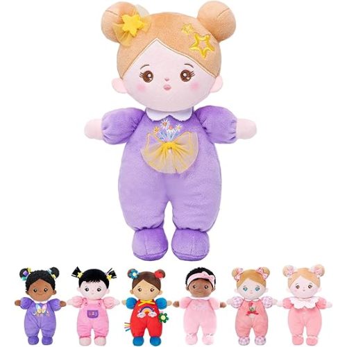 OUOZZZ Soft Baby Doll for 1 Year Old Girl Gifts - Toys for 1 Year Old Birthday Christmas Plush Gift for Toddler Adorable First Doll Daisy Purple 10"
