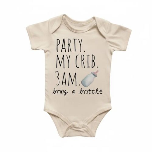 Party My Crib 3Am Newborn Baby Onesie® Bodysuit GS1 Multicolor 0-3M