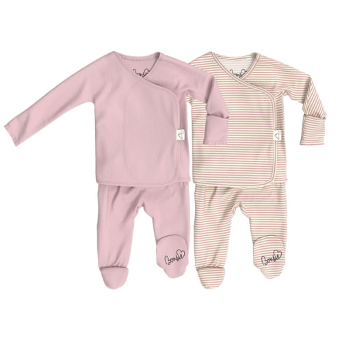 Baby Bundle Footie - Peony + Berry Twist – Bonsie Skin to Skin Babywear
