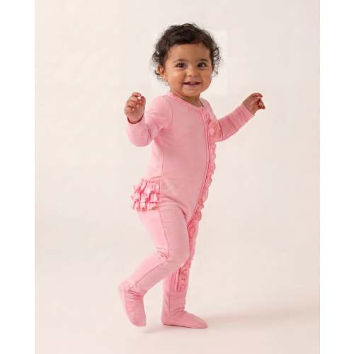Solid Color Zipper Ruffle Footie – Zumbamboo