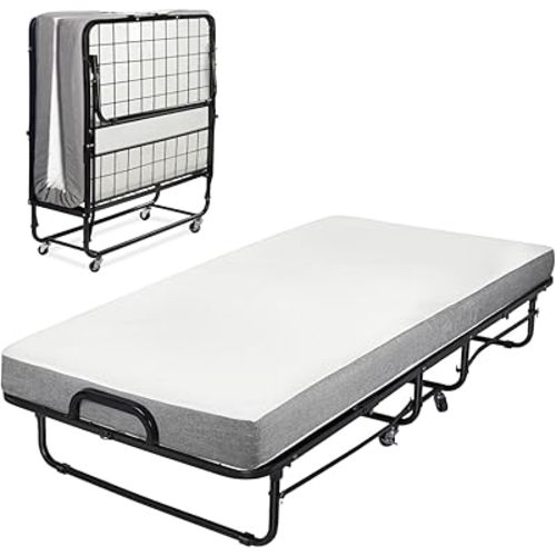 Milliard Diplomat Folding Bed with Mattress for Adults & Kids, Cot Size, Portable Foldable Bed with Luxurious Memory Foam Mattress & Super Strong Frame, 75” x 31", Fold Up, Roll Away, & Hideaway