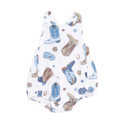 Retro Sunsuit, Cowboy Boots Blue