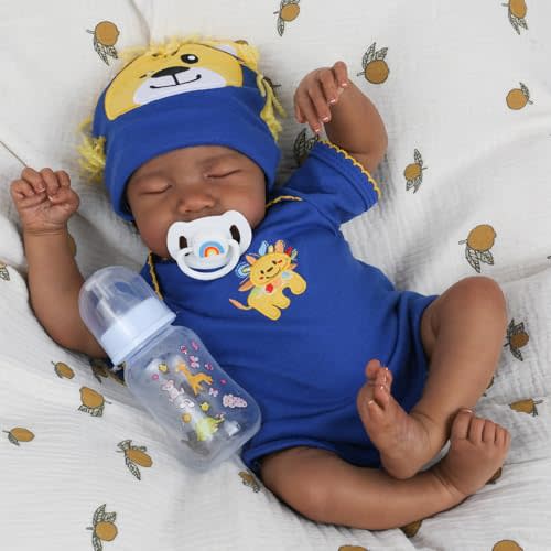 CHAREX Reborn Baby Dolls Black, 18 inch Realistic Newborn Baby Doll Boy | Soft Cloth Body, Lifelike Hand-painted Details, Poseable Limbs, Gift Set with Accessories for Collectors and Children Age 3+