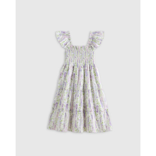 100% Organic Cotton Poplin Smocked Dress - Toddler Girl in Wisteria Floral
