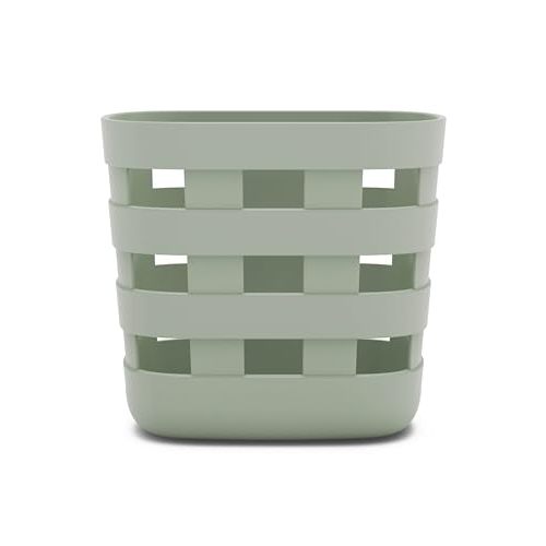 Lalo Bath Time Storage Bin - Keep Items Organized & Dry with Non-Toxic Plastic, Easy Cleanup, Removable Drying Bin, Woven Baby Organizer, Secure Wall Attachment, 9 x 5.5 x 8.5 in - Sage