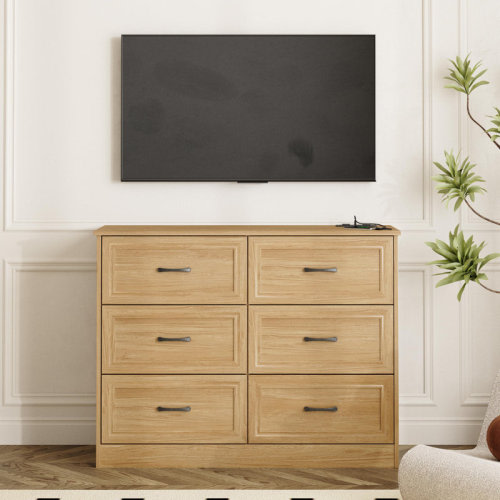 Latitude Run® 6 Drawer Wide Dresser Organizer With Charging Station For Bedroom & Reviews | Wayfair