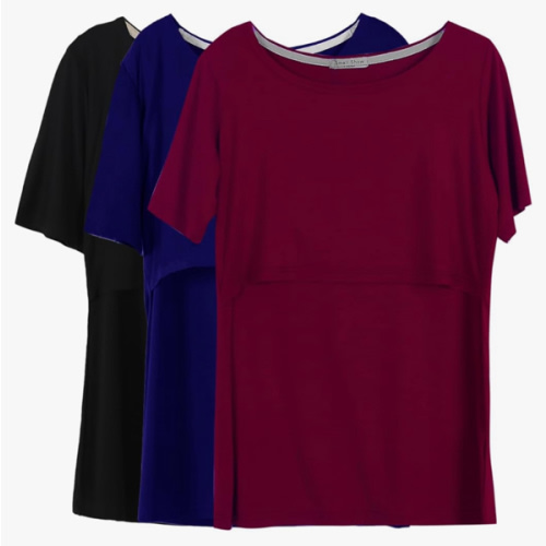 Small Women's Maternity Nursing Tops Short Sleeve Breastfeeding Clothes