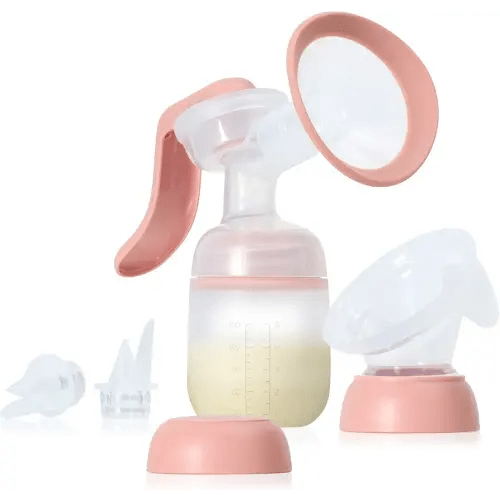 Frida Mom 2-in-1 Breast Pump: Manual Hand Pump & Hands-Free Automatic Suction Cup, Dual-Mode, Wireless Milk Collector, Ergonomic Handle, SoftFeel Flange for Breastfeeding