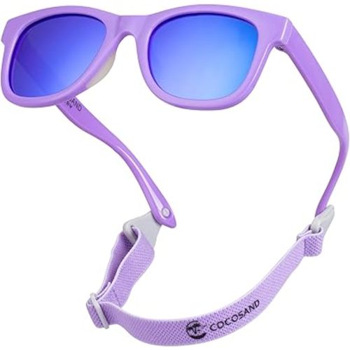 COCOSAND Flexible Baby Sunglasses with Strap Polarized UV Protection for Toddler Infant Newborn Boy Girl Age 0-24 Months