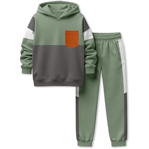 Boys Clothes Long Sleeve Color-blocked Hoodie Top and Pants 2PCS Winter Sweatsuits Fall Boys Outfits 2-8 Years