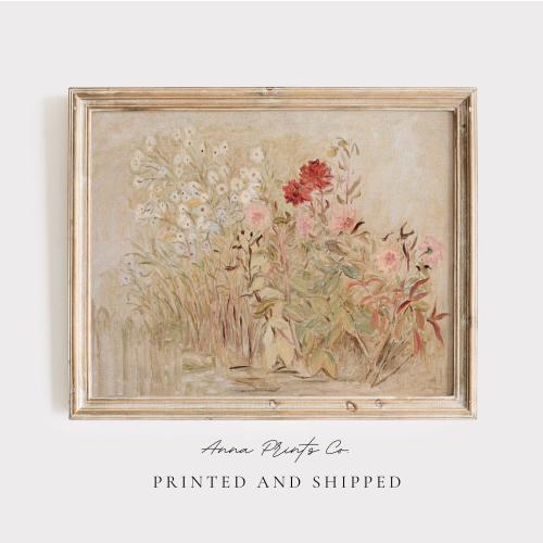 MAILED Giclée Print | Antique Small Garden Painting Reproduction | Cottagecore Decor | Cottage Farmhouse Artwork | Vintage Flower Art Print