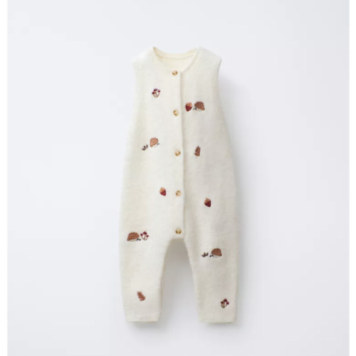EMBROIDERED HEDGEHOG KNIT OVERALLS - Ecru | ZARA United States