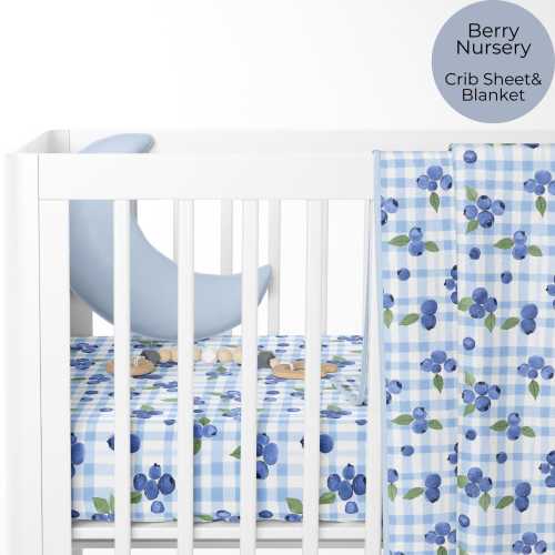 Blueberry baby crib sheet girl baby blanket Berry nursery decor Berry baby shower gift Blueberry gift for baby Gender neutral baby blanket