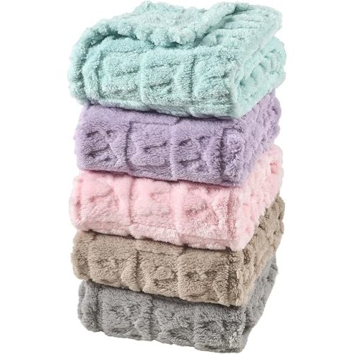 5 Pcs Baby Blanket Bow Checkerboard Ultra Soft Gift-Ready Plush for Newborns, Nursery & Stroller 30"x40" Pink Blue Light Brown Green Beige