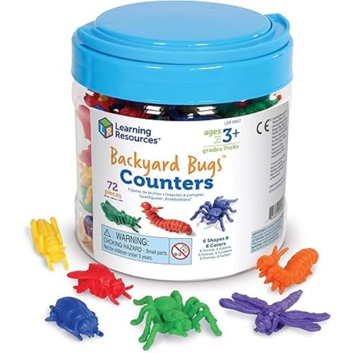 Learning Resources Backyard Bugs Counters - 72 Pieces, Ages 3+ Counting and Sorting Toys for Toddlers, Preschool Learning Toys