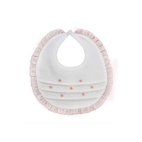 Rose Buds White Pima Bib