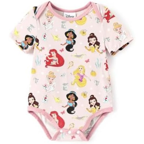 Disney Stitch Princess Ariel Belle Mickey and Friends Baby Girls Clothes Snap Bodysuit for Newborn to Infant