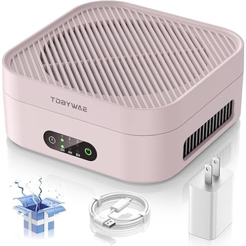 Air Purifiers for Home, TDBYWAE Air Purifier for Bedroom Up to 600 ft², H13 True HEPA Air Purifier for Pets Dust Dander Pollen Odor Smoke, with New Quiet Wind Wheel System, for Desk/Car/Travel（Pink）
