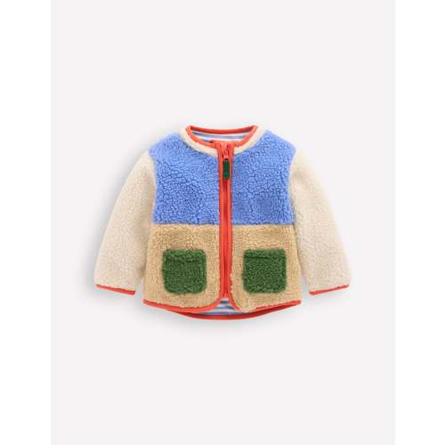 Cosy Borg Jacket-Multi Colour Block