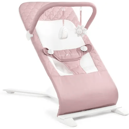 Baby Delight Alpine Deluxe Portable Baby Bouncer | Infant | 0-6 Months | 100% GOTS Certified Organic Cotton Fabric | Organic Rose