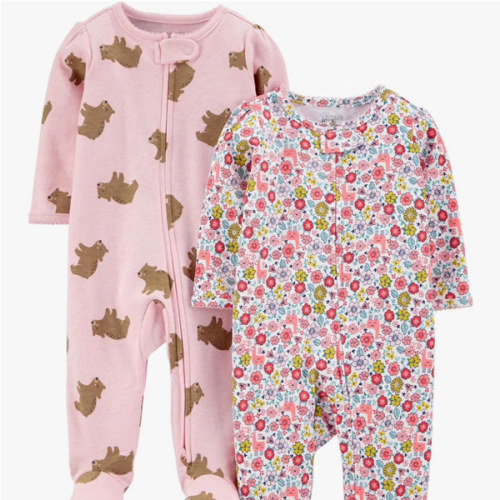 Simple Joys by Carter's Baby Girls' Cotton Footed Sleep and Play, Pack of 2