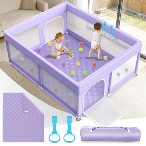 Baby Playpen with Mat 71"x59" - Playpen for Babies and Toddlers with mat Included - Large Baby Play Yard for Toddler