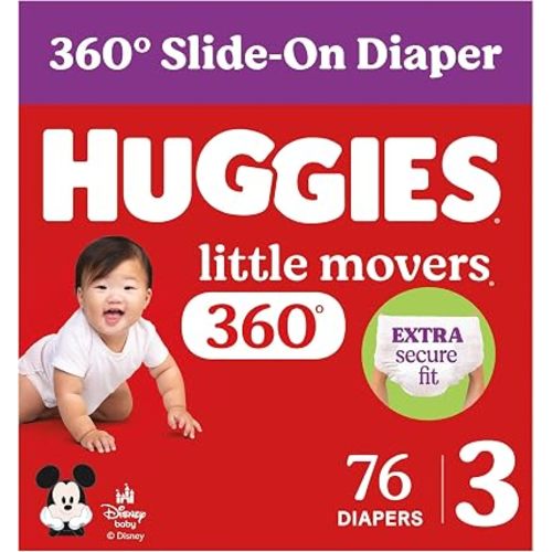 Huggies Little Movers HuggFit 360 Diapers Size 3, 76 Count