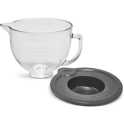 KitchenAid 5 Quart Tilt-Head Glass Bowl with Measurement Markings & Lid - KSM5GB