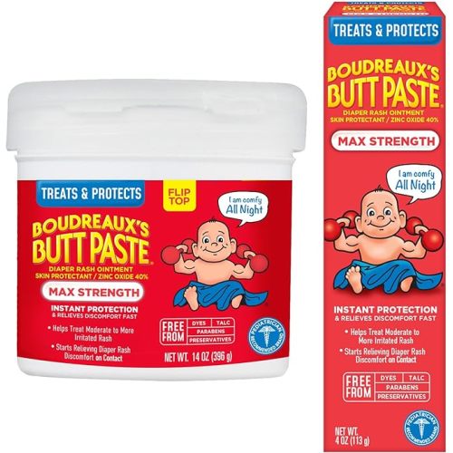 Boudreaux's Butt Paste Diaper Rash Ointment, Maximum Strength, 14 Oz w/Boudreaux's Butt Paste Diaper Rash Ointment | Maximum Strength | 4 Ounce (Pack of 1) Tube | Paraben