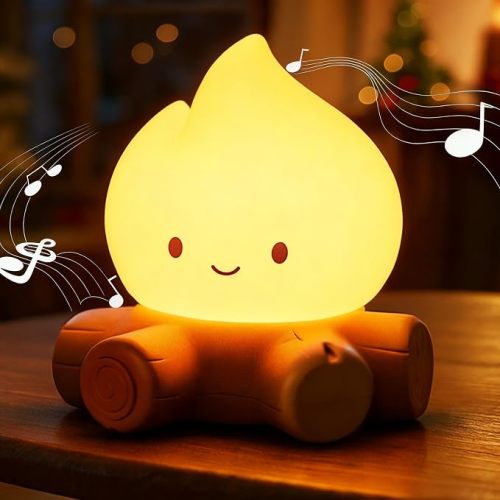 Campfire Night Light, White Noise Flame Lamp, Halloween Decor Gifts