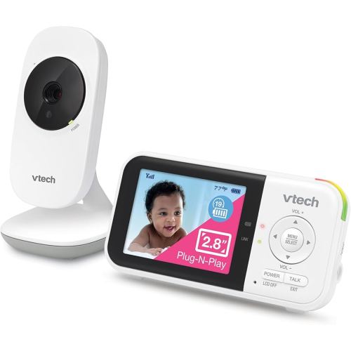 VTech VM819 Baby Monitor with Camera and Audio, 2.8” Screen Portable Baby Camera, Night Vision, 2-Way Audio, Temperature Sensor and Lullabies, Secure Transmission No WiFi, Ideal for Baby/Elderly/Pet