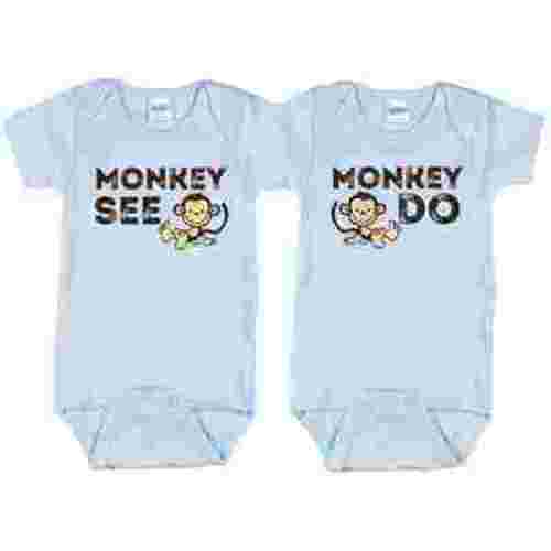 Nursery Decals and More Twin Bodysuits with Monkey, Includes 2 Bodysuits, 0-3 Month Monkey See