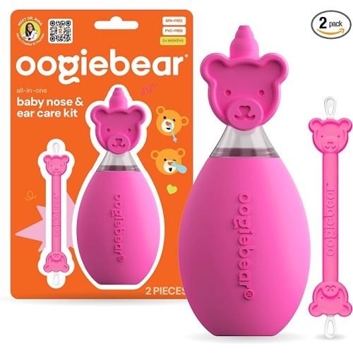 oogiebear All-in-One Baby Nose & Ear Breathing Kit, 2 Pieces, Raspberry