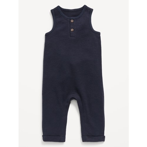 Unisex Sleeveless Sweater-Knit Henley One-Piece for Baby