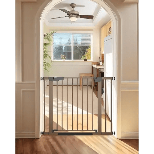 Cumbor 29.7-40.6" Baby Gate for Stairs, Mom's Choice Awards Winner-Dog Gate for Doorways, Pressure Mounted Self Closing Pet Gates for Dogs Indoor, Durable Safety Child Gate with Easy Walk Thru Door