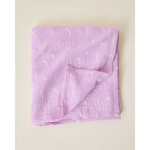 Storq Baby Organic Cotton Muslin Swaddle Blanket | Lilac Squiggles - Storq by Kindred Bravely