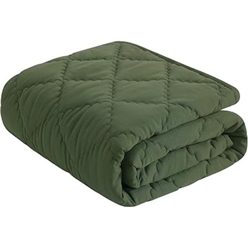 NTBAY Down Alternative Oversized Toddler Comforter, Super Soft and Warm Solid Color Baby Crib Quilted Blanket, 43x60 inches, Olive Green
